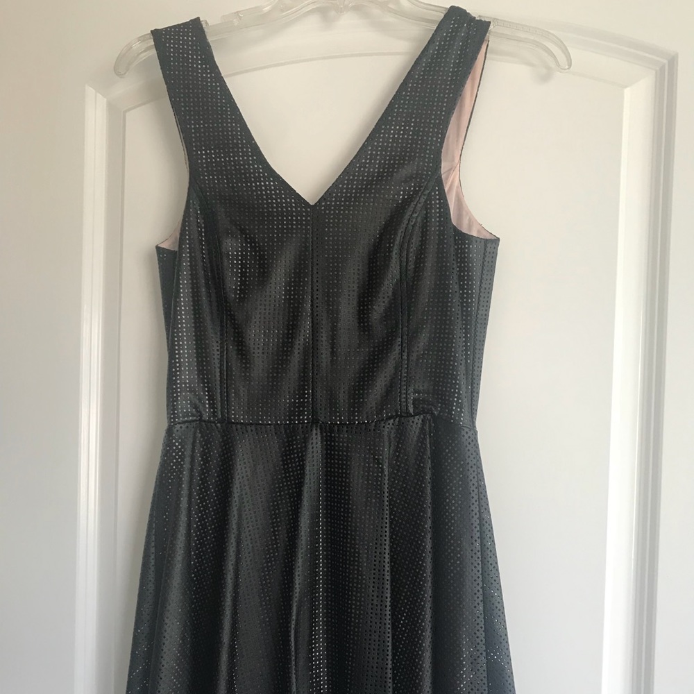 Black Faux Leather Dress with pink lining